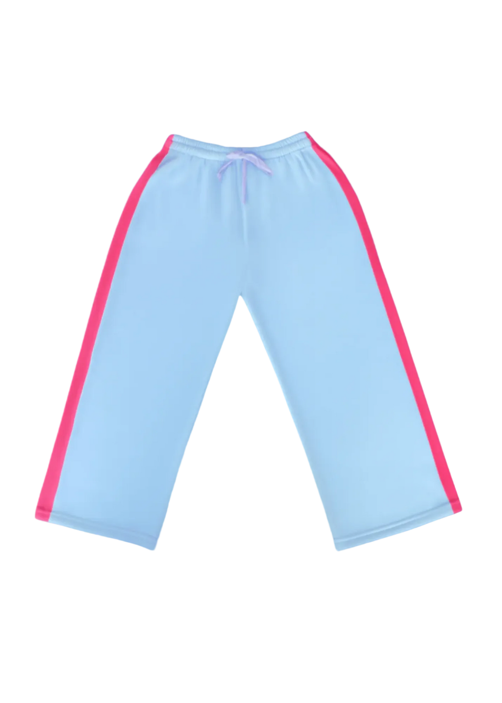 Light blue pants with red trim on a solid blue background