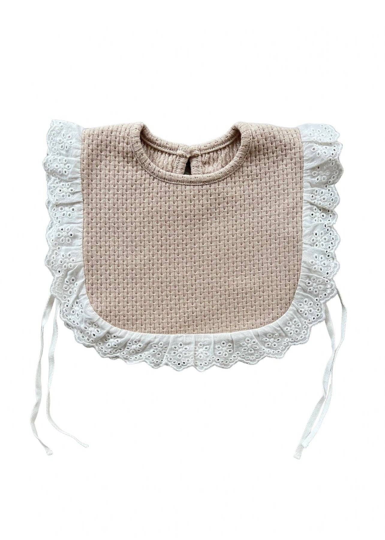 Rai & Co: Knitted Lace Frill Bib