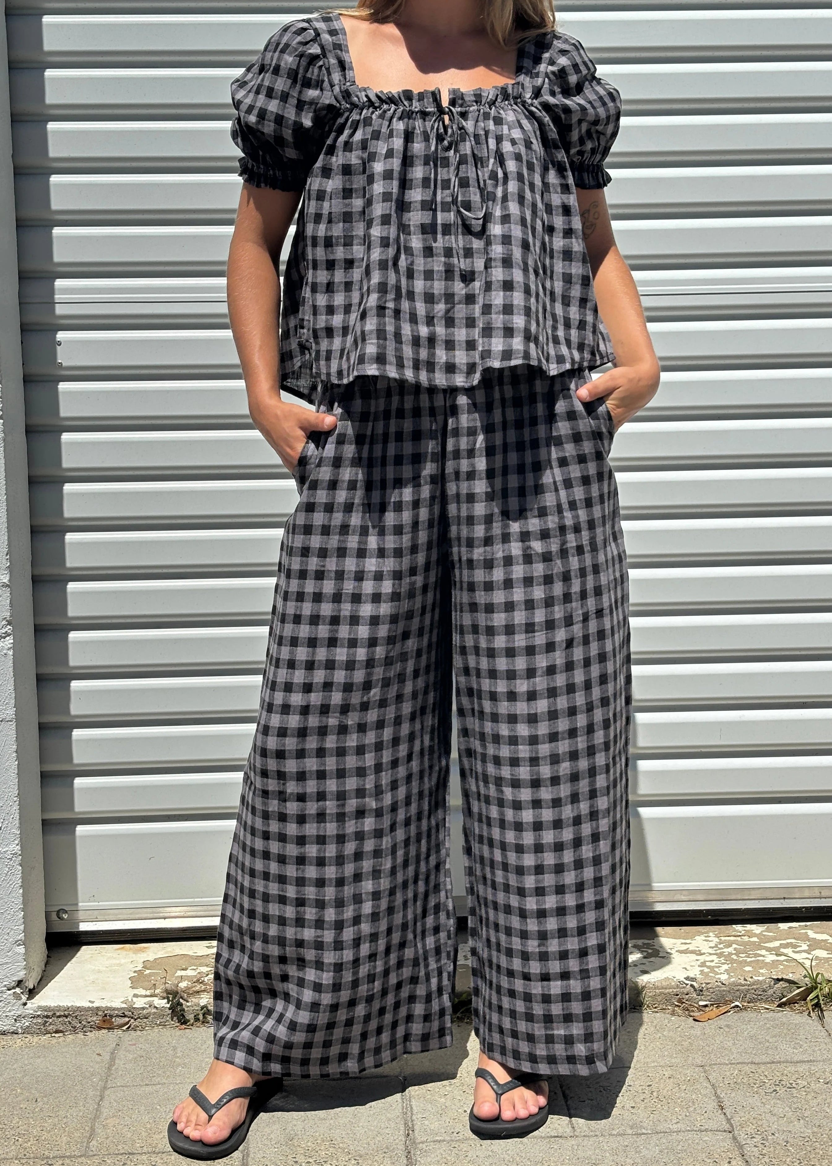 The Bare Road: Ivy Pant in Slate Gingham