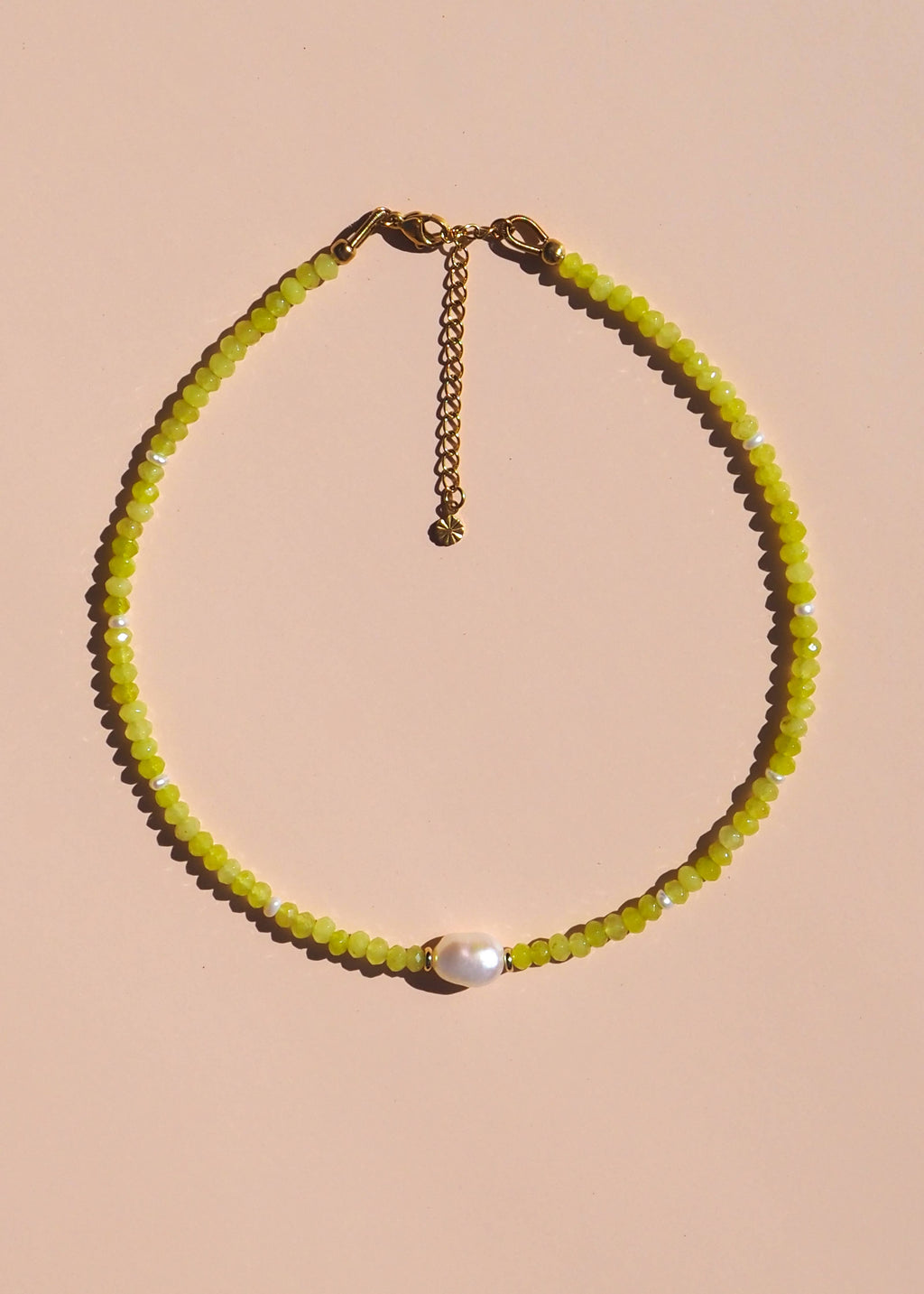 Alesi Jewellery: Lime Gemstone and Freshwater Pearl Necklace