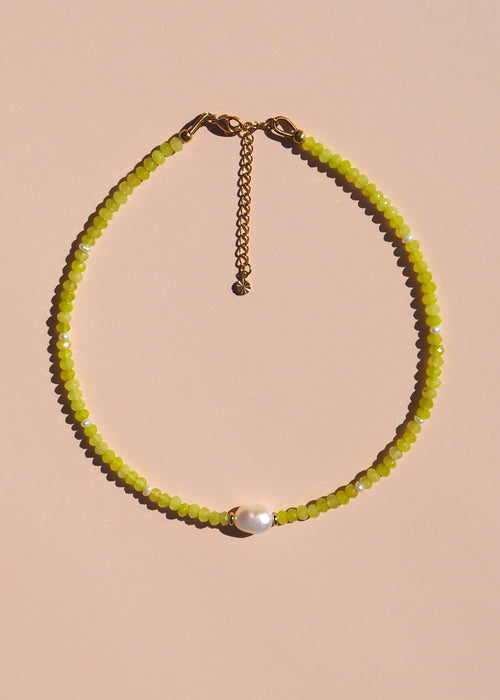 Alesi Jewellery: Lime Gemstone and Freshwater Pearl Necklace