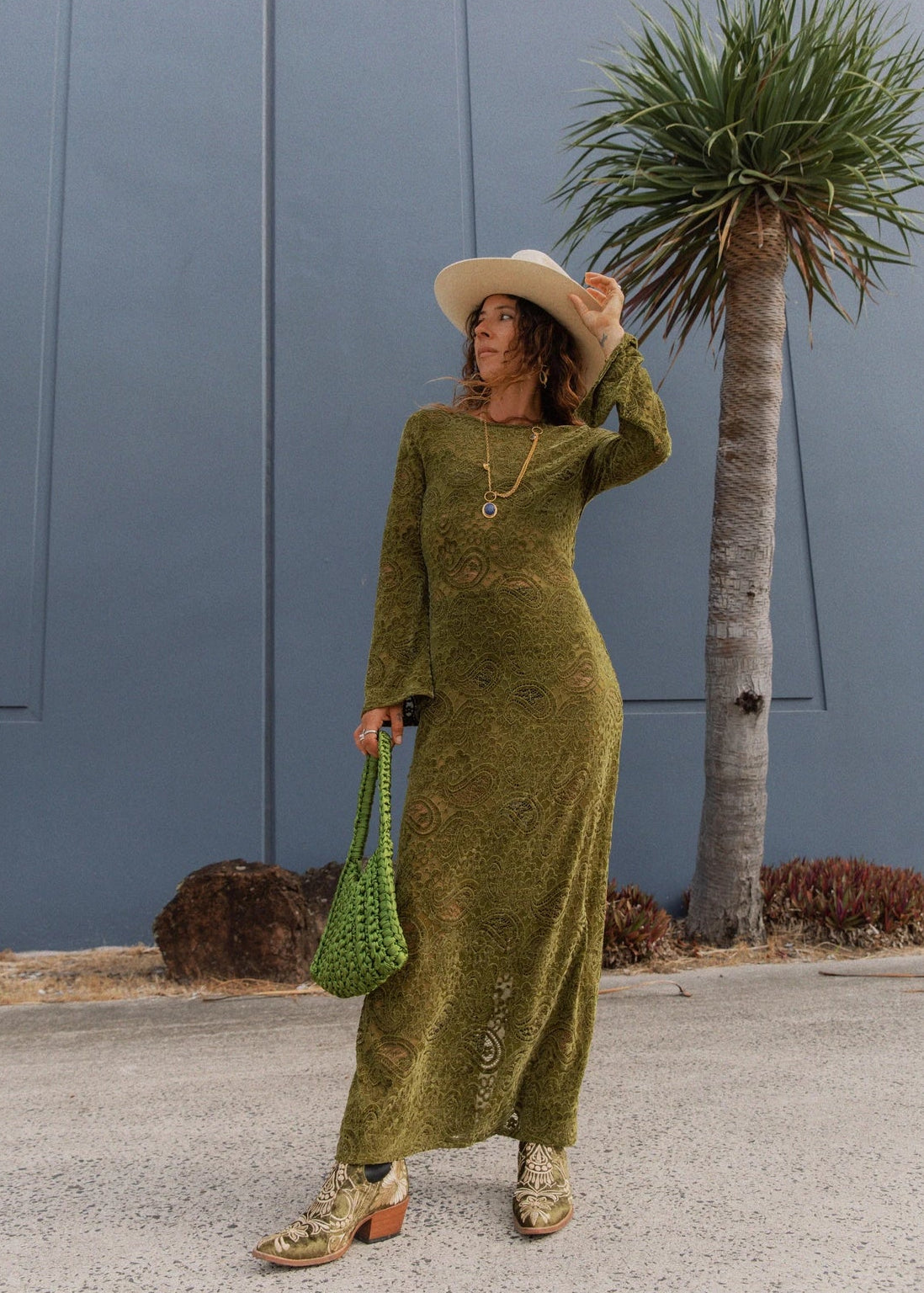 Nine Lives Bazar: Eloise Maxi Dress in Agave