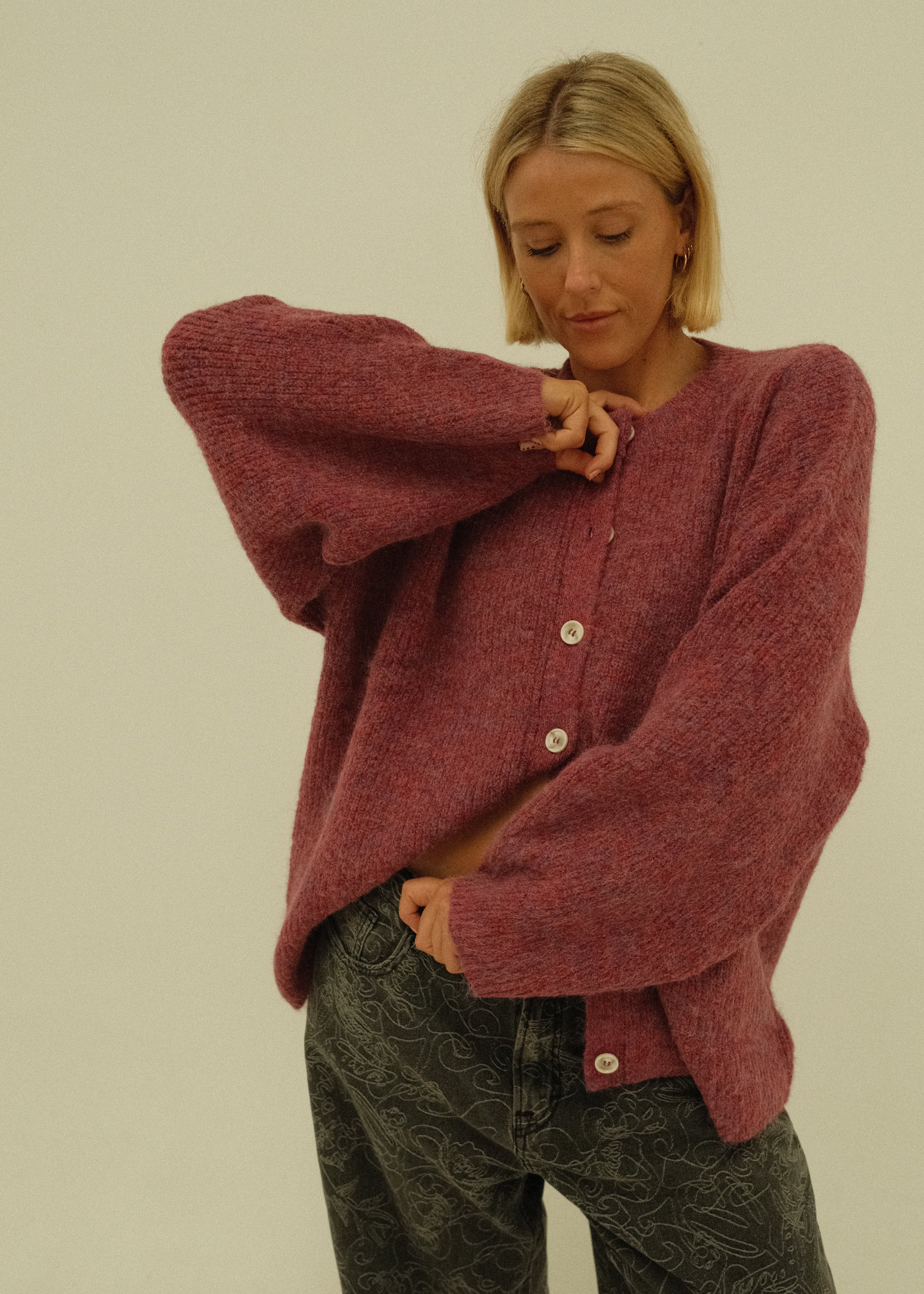By Billie: Sienna Knit Cardigan in Grape