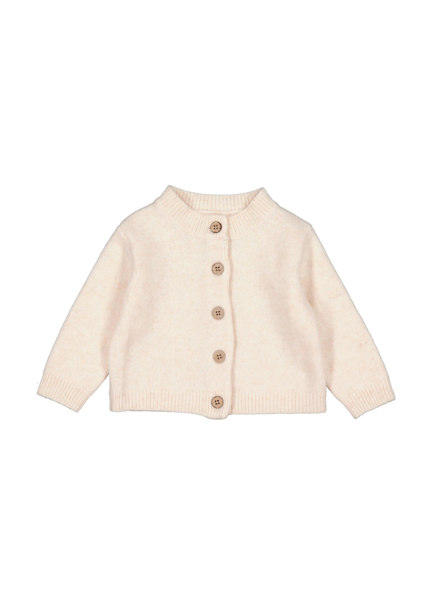 Beige cardigan with buttons on a white background