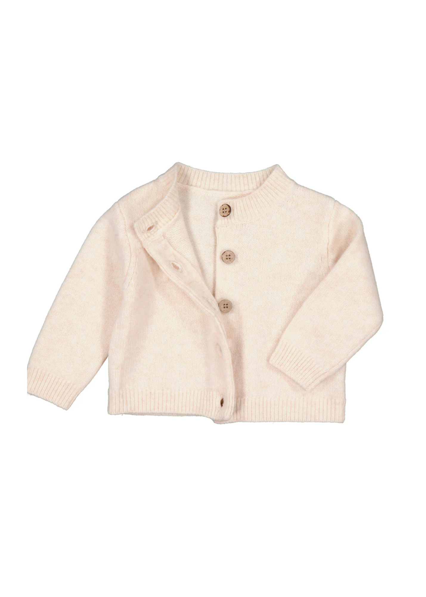 Beige baby cardigan on a white background