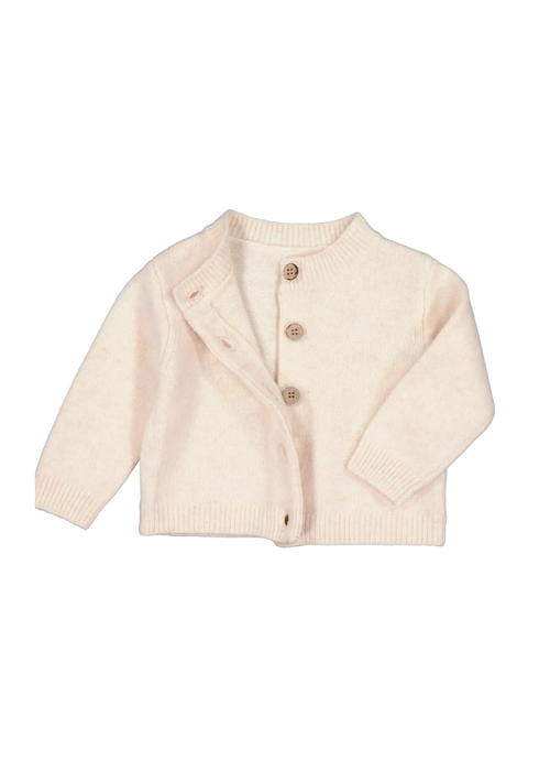 Beige baby cardigan on a white background