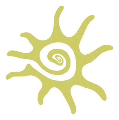Brown sun with a white spiral center on a white background