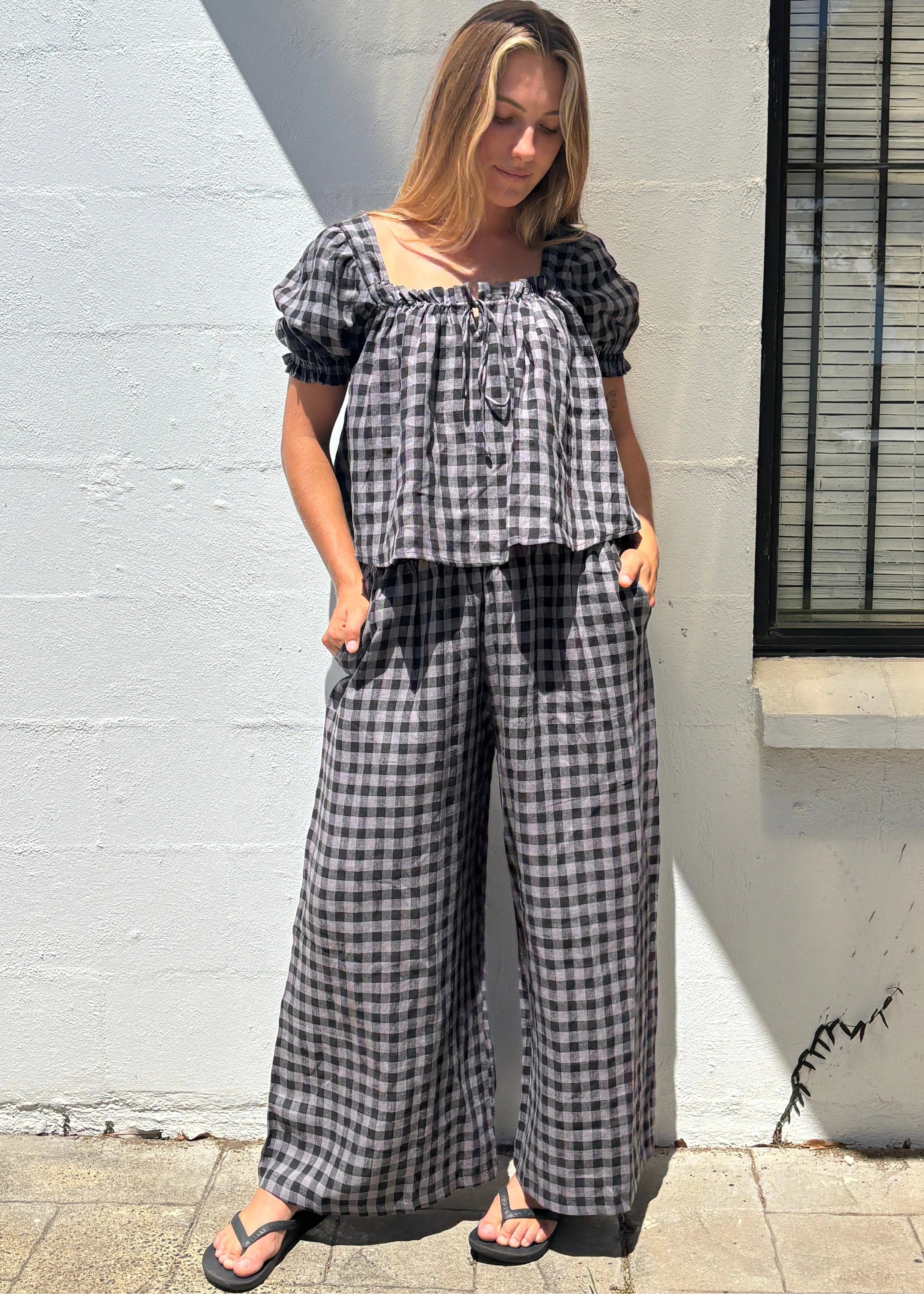 The Bare Road: Ivy Pant in Slate Gingham