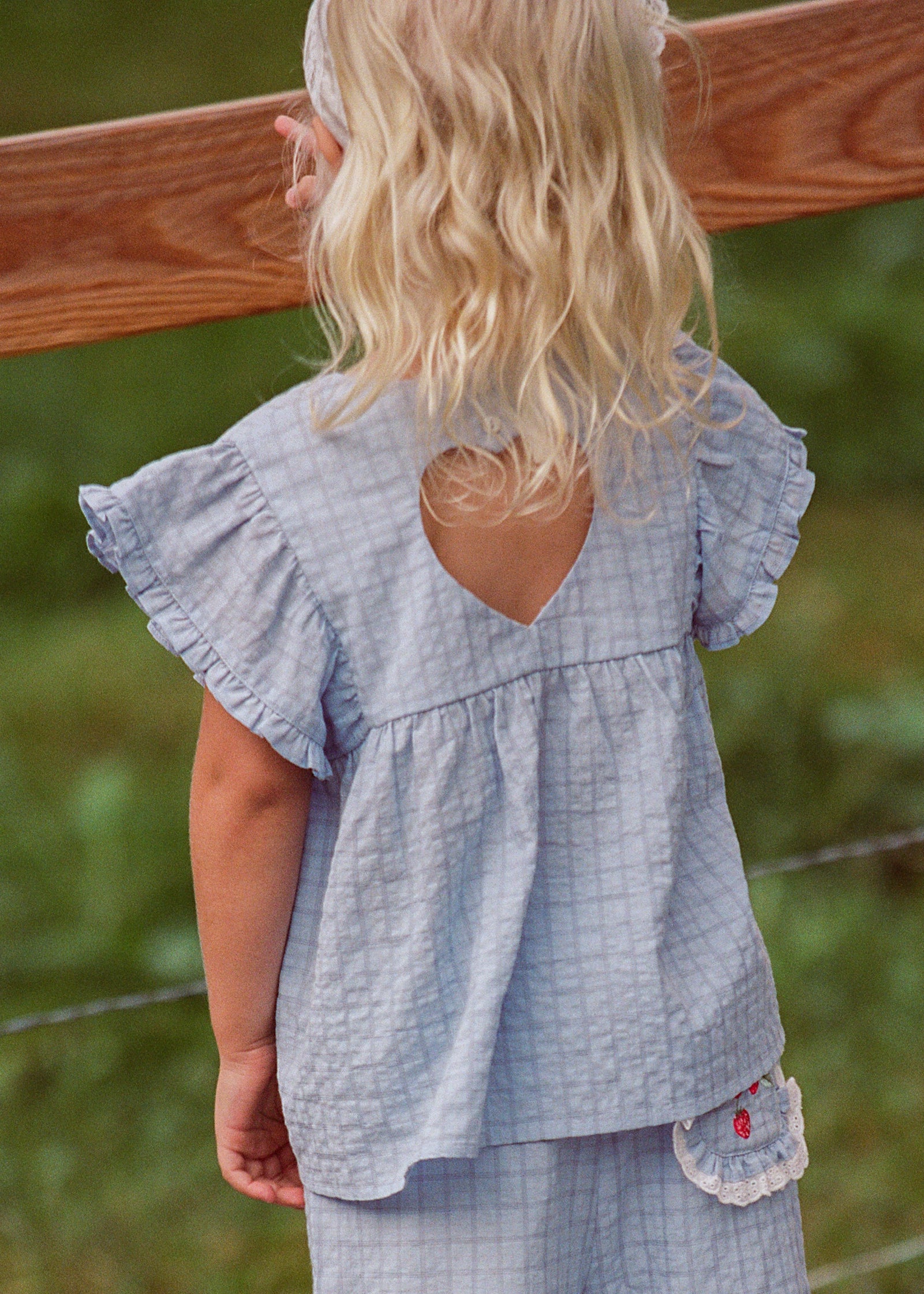 Juni Jnr: Daisy Blouse in Sky Gingham