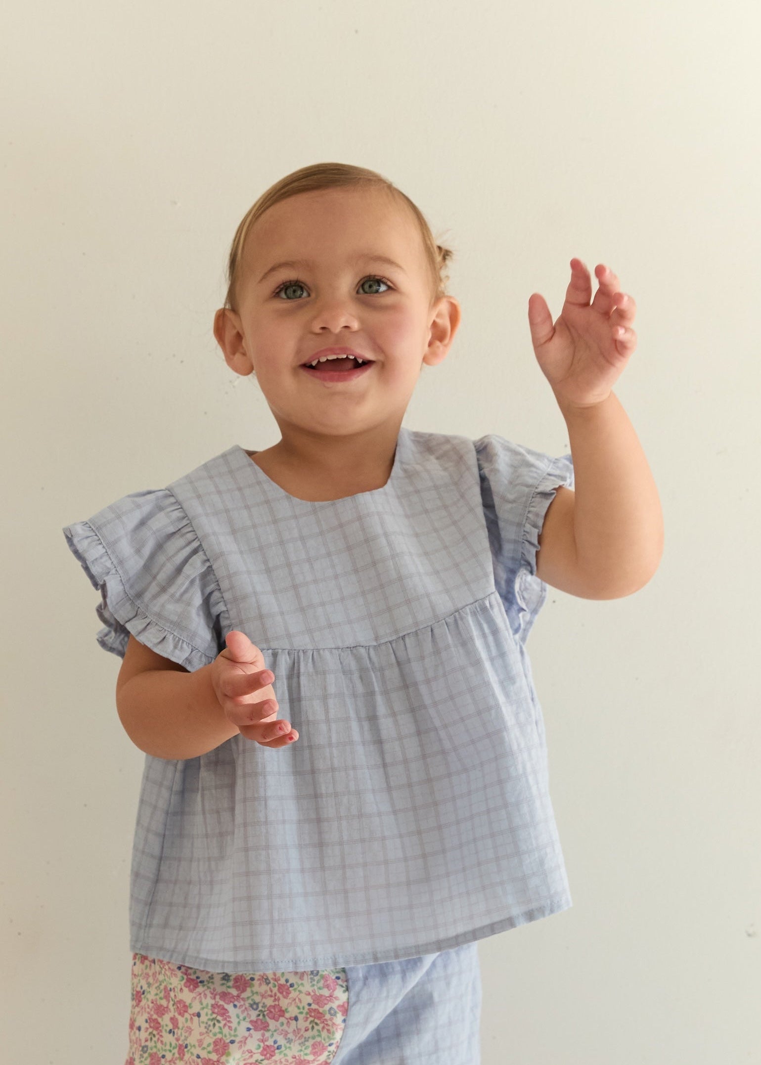 Juni Jnr: Daisy Blouse in Sky Gingham