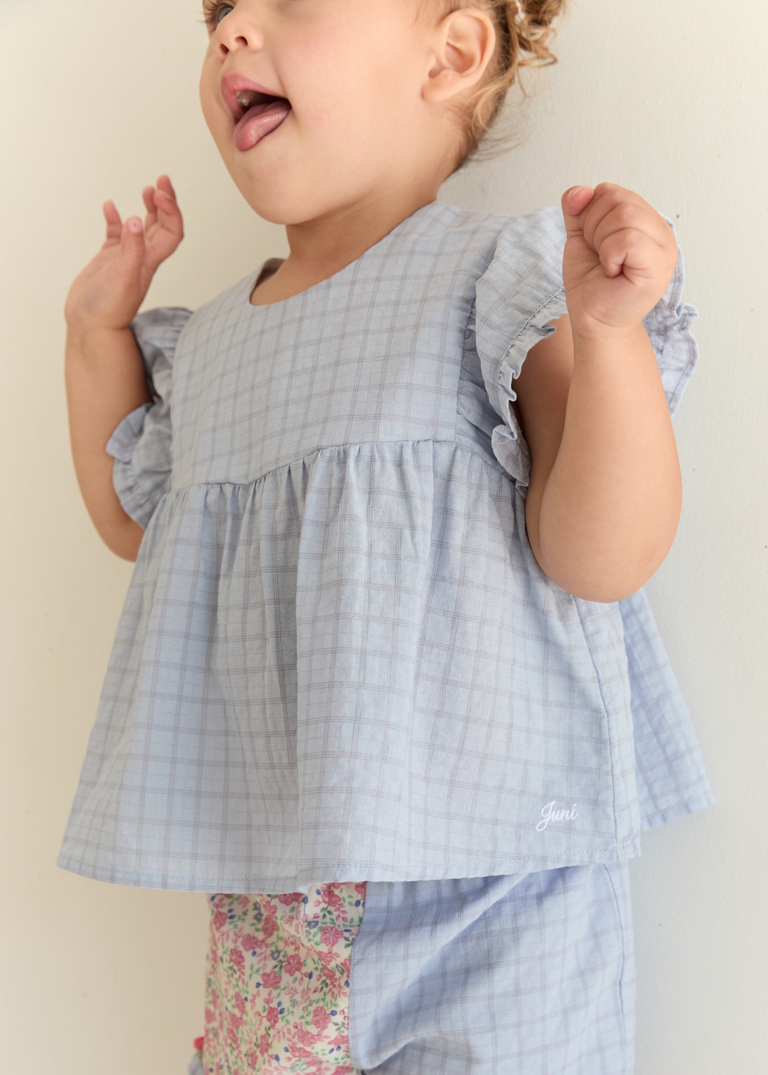 Juni Jnr: Daisy Blouse in Sky Gingham