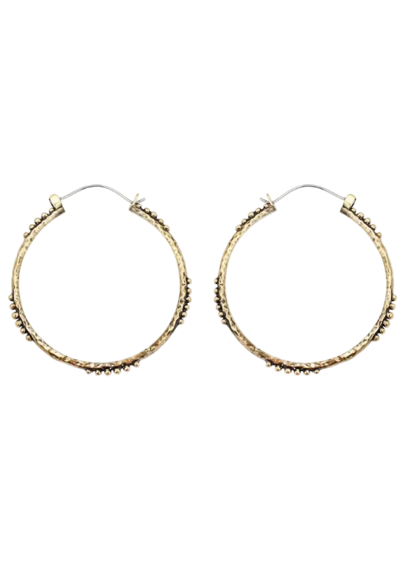 Gold hoop earrings on a white background