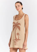 Poolside Paradiso: Palm Beach Crochet Knit Dress in Sand
