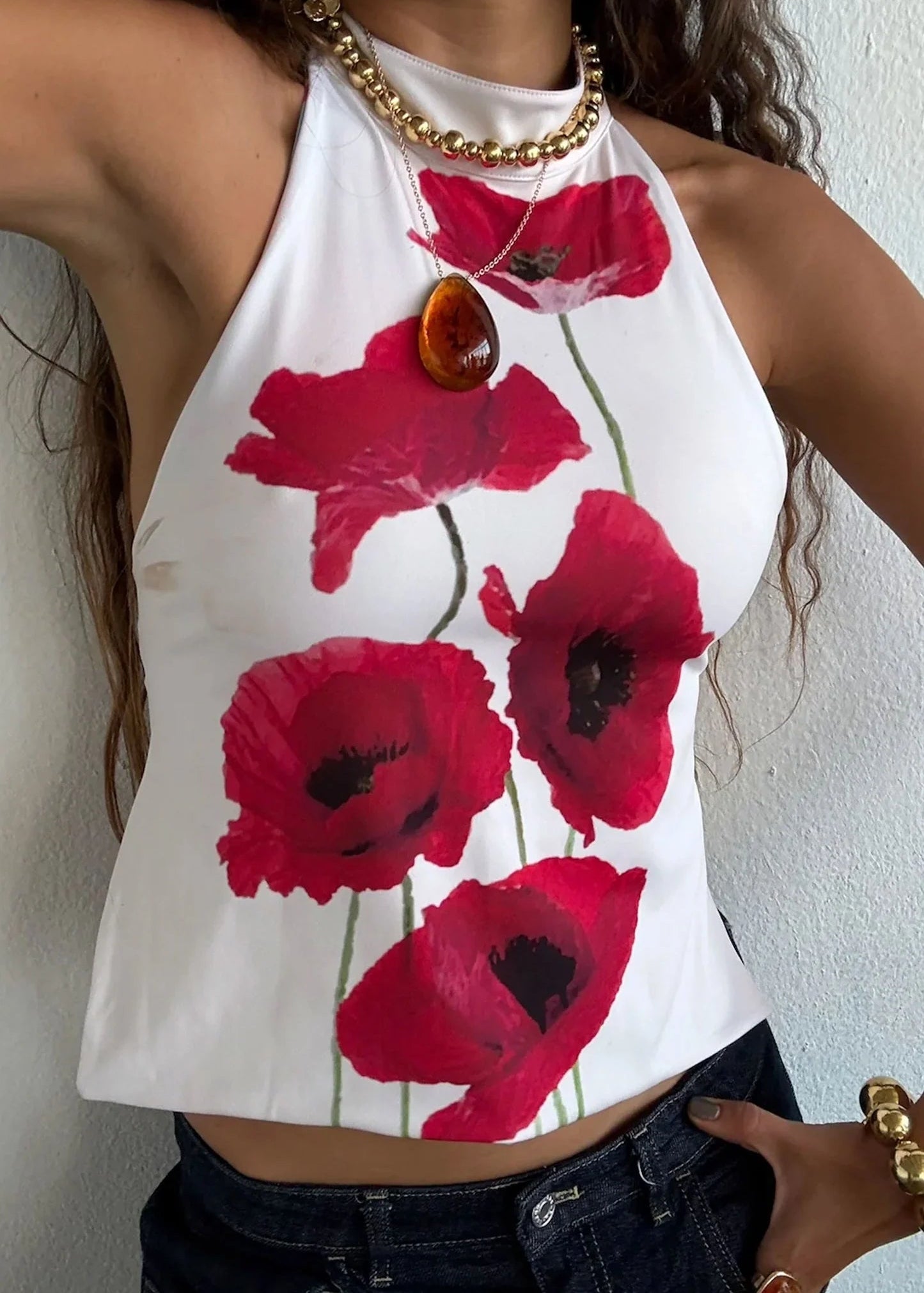 Susmies: Reversible Halter Top in Poppy
