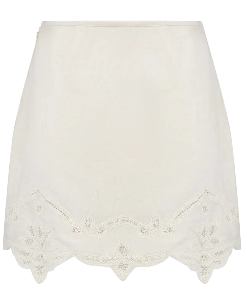 White lace skirt on a white background