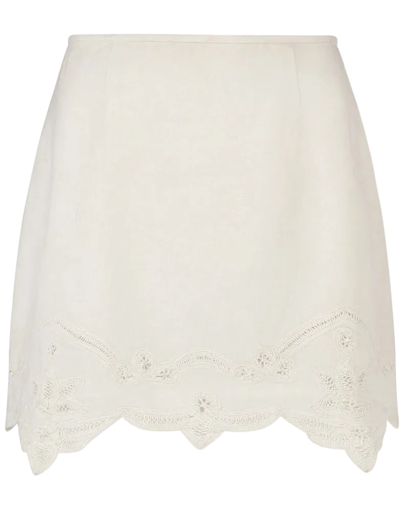 White lace skirt on a white background