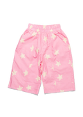 Pink pants with butterfly pattern on a white background