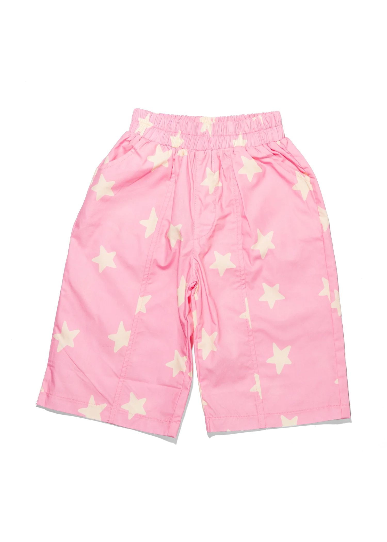 Pink pants with butterfly pattern on a white background