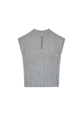 Gray sleeveless knitted top on a white background