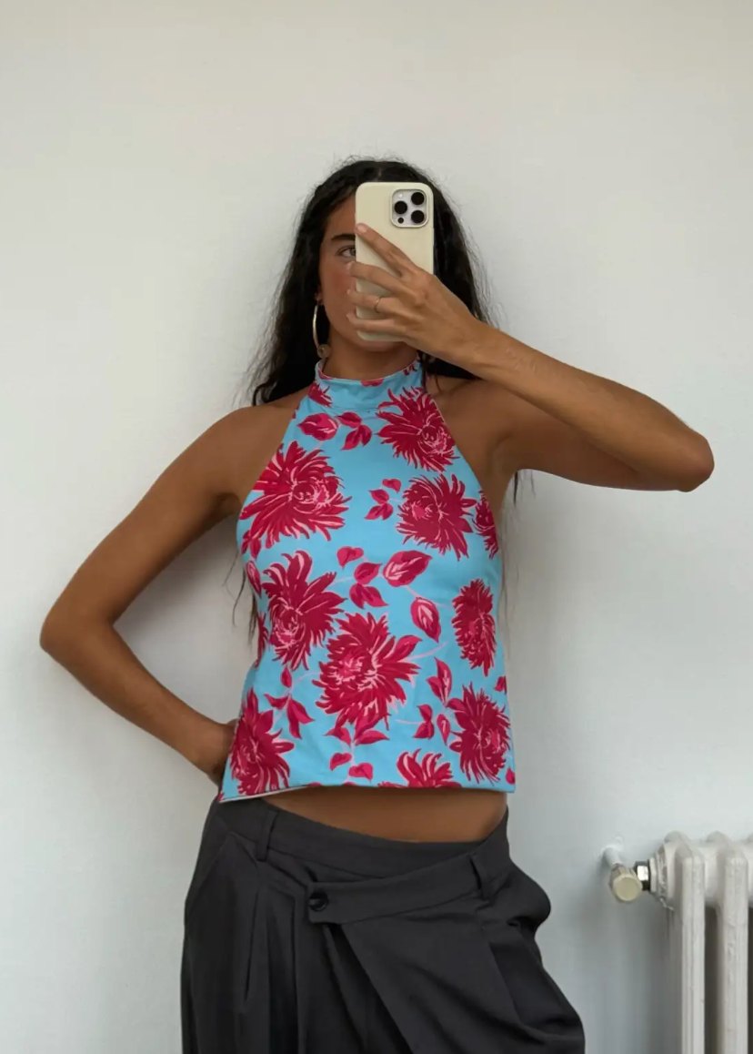 Susmies: Reversible Halter Top in Poppy
