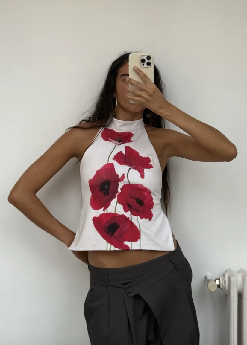 Susmies: Reversible Halter Top in Poppy
