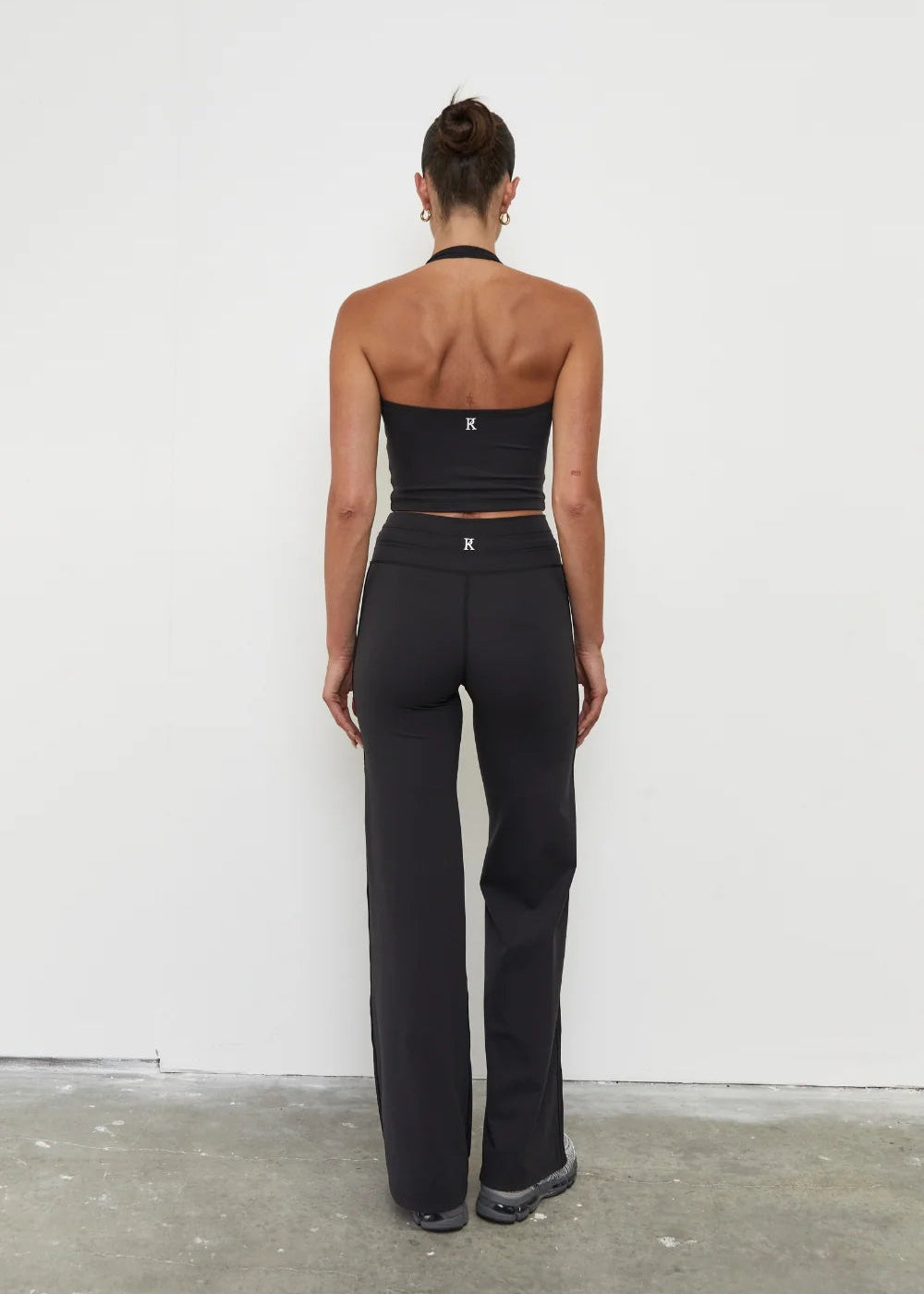 Pinky & Kamal: Straight Leg Tie Up Pant in Black