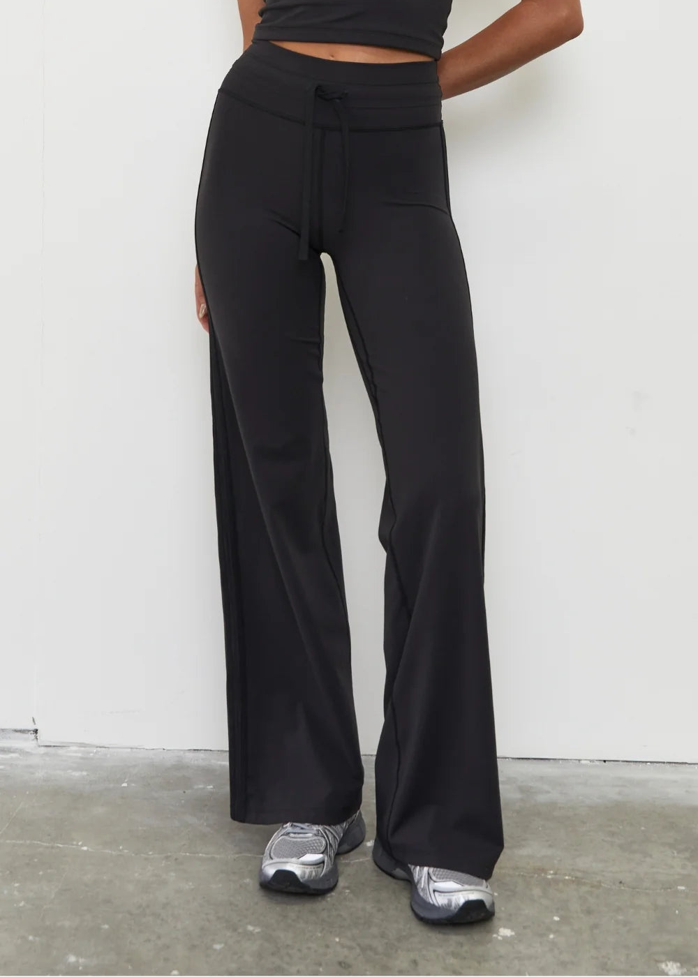 Pinky & Kamal: Straight Leg Tie Up Pant in Black