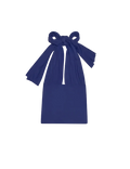 Blue dress with a large bow on a white background