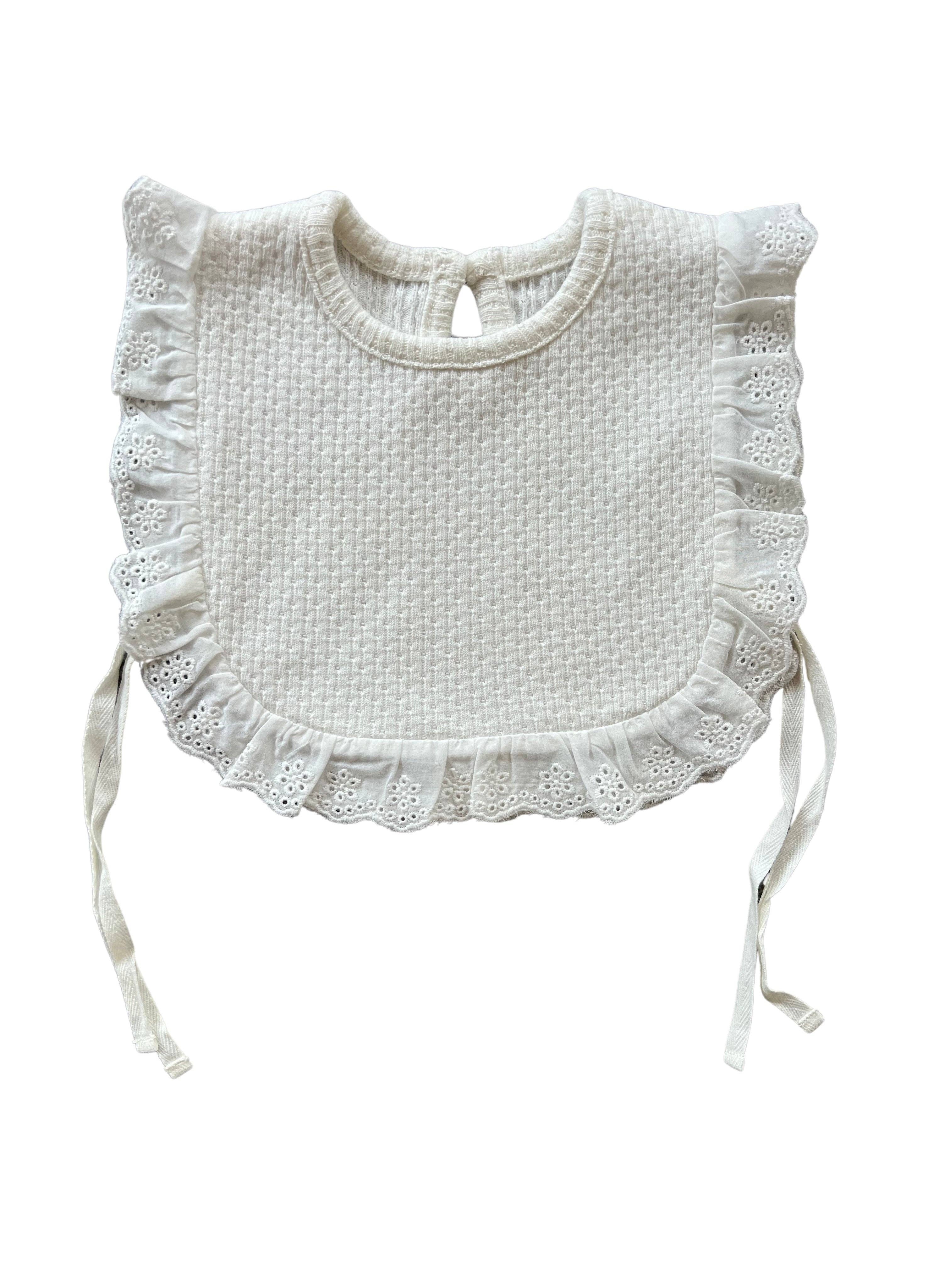 Rai & Co: Knitted Lace Frill Bib