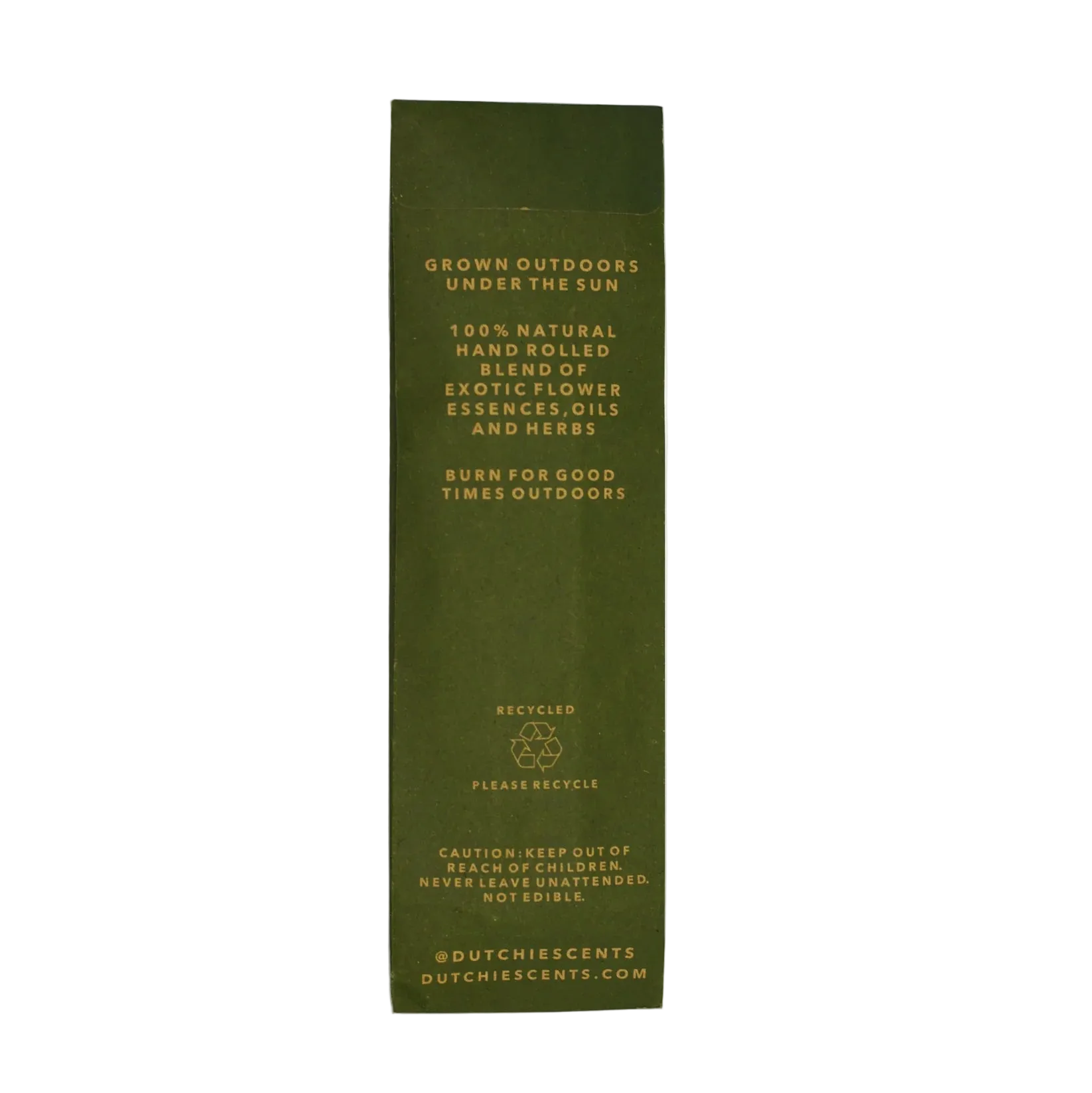 Green packaging with text on a white background